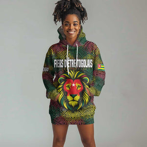 Togo Hoodie Dress Red Lion Head Design and Traditional African Pattern