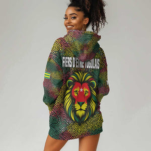 Togo Hoodie Dress Red Lion Head Design and Traditional African Pattern