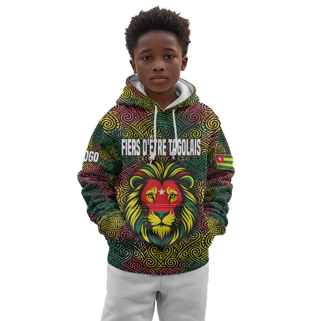 Togo Kid Hoodie Red Lion Head Design and Traditional African Pattern