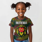 Togo Kid T shirt Red Lion Head Design and Traditional African Pattern