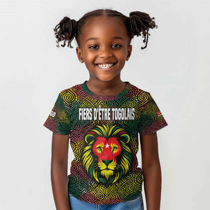 Togo Kid T shirt Red Lion Head Design and Traditional African Pattern