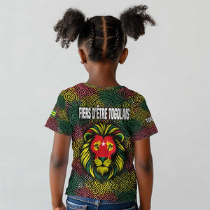 Togo Kid T shirt Red Lion Head Design and Traditional African Pattern