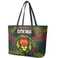 Togo Leather Tote Bag Red Lion Head Design and Traditional African Pattern
