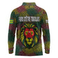 Togo Long Sleeve Polo Shirt Red Lion Head Design and Traditional African Pattern