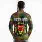 Togo Long Sleeve Polo Shirt Red Lion Head Design and Traditional African Pattern