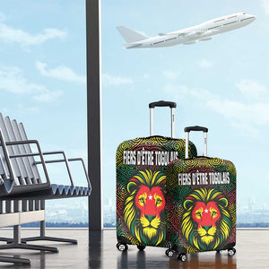 Togo Luggage Cover Red Lion Head Design and Traditional African Pattern
