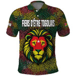 Togo Polo Shirt Red Lion Head Design and Traditional African Pattern