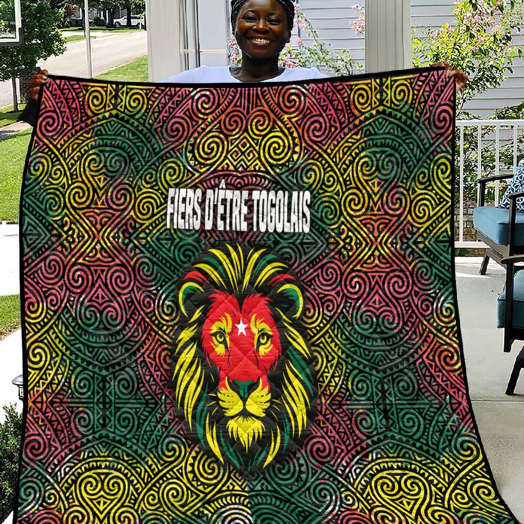 Togo Quilt Red Lion Head Design and Traditional African Pattern
