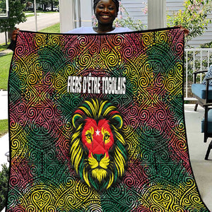 Togo Quilt Red Lion Head Design and Traditional African Pattern