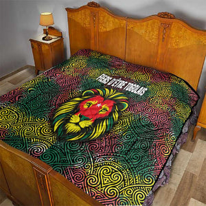 Togo Quilt Red Lion Head Design and Traditional African Pattern