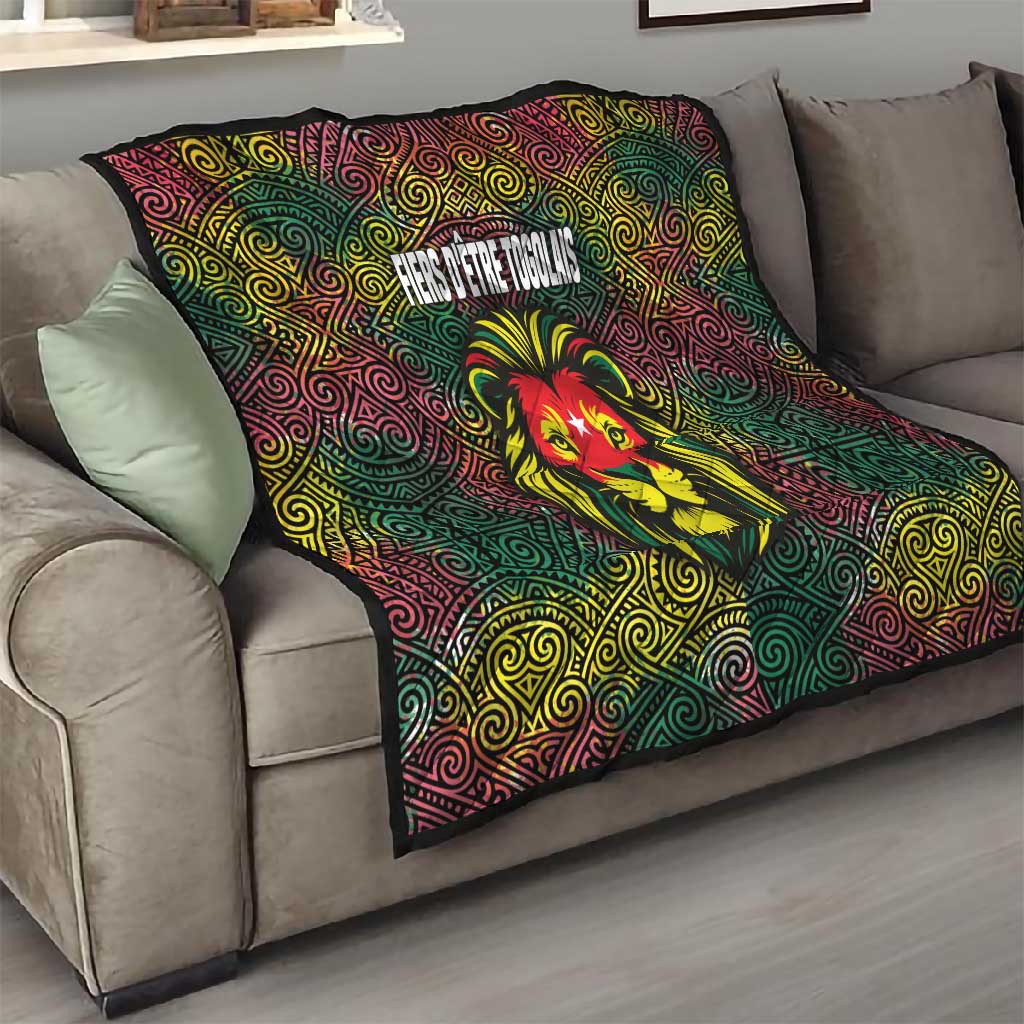 Togo Quilt Red Lion Head Design and Traditional African Pattern