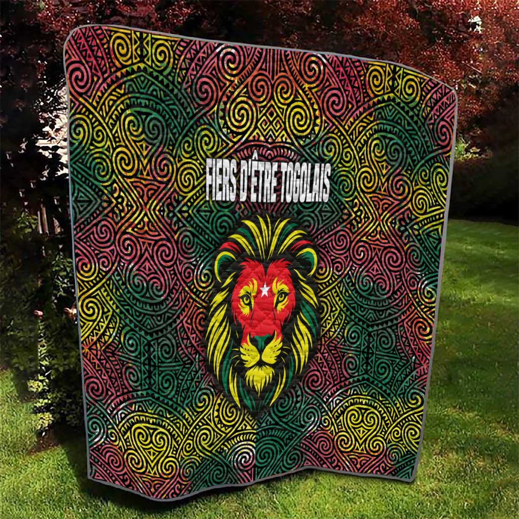 Togo Quilt Red Lion Head Design and Traditional African Pattern