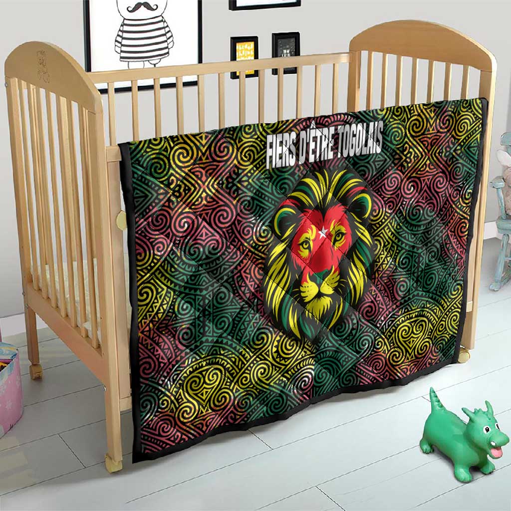 Togo Quilt Red Lion Head Design and Traditional African Pattern