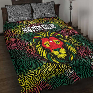 Togo Quilt Bed Set Red Lion Head Design and Traditional African Pattern