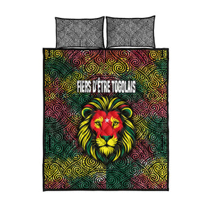 Togo Quilt Bed Set Red Lion Head Design and Traditional African Pattern
