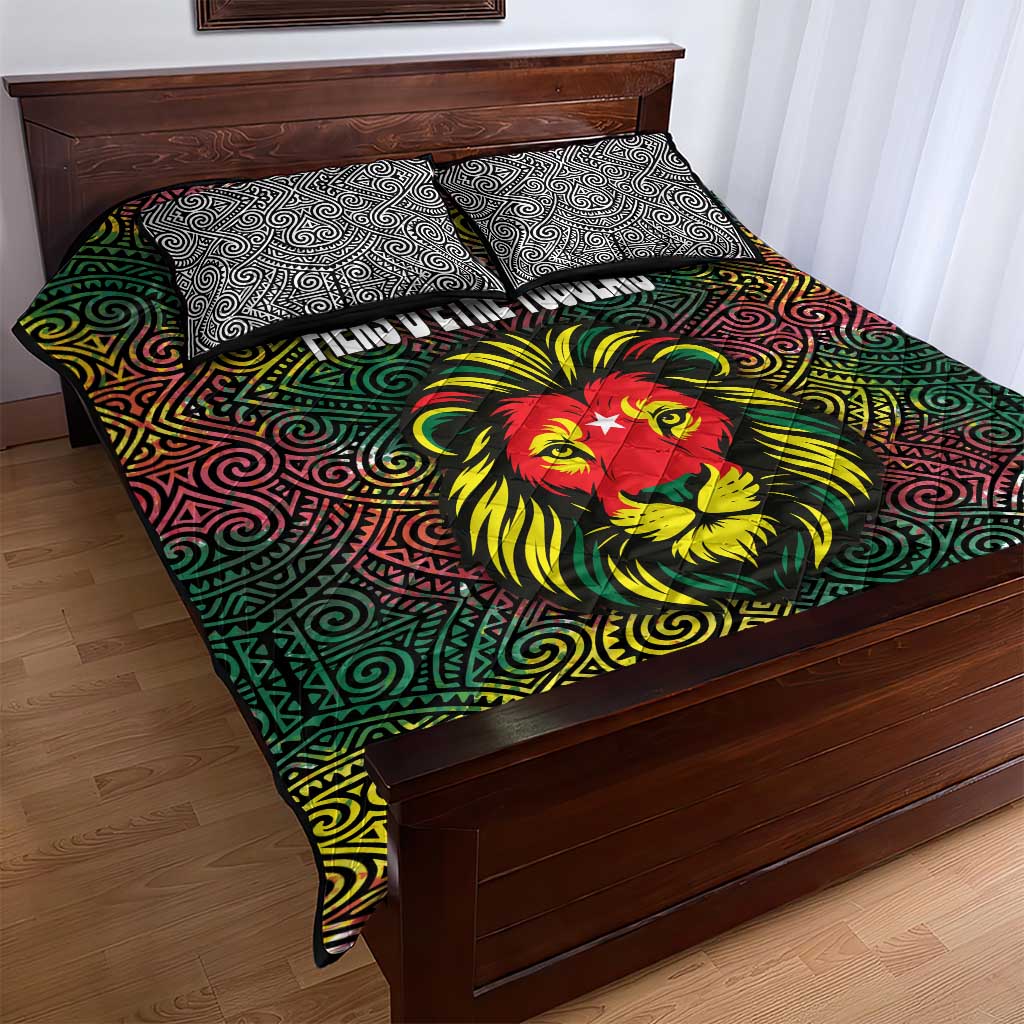 Togo Quilt Bed Set Red Lion Head Design and Traditional African Pattern
