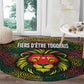 Togo Round Carpet Red Lion Head Design and Traditional African Pattern