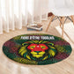 Togo Round Carpet Red Lion Head Design and Traditional African Pattern