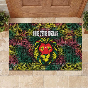 Togo Rubber Doormat Red Lion Head Design and Traditional African Pattern