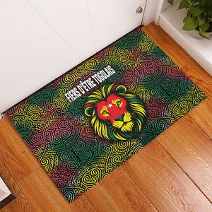 Togo Rubber Doormat Red Lion Head Design and Traditional African Pattern
