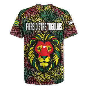 Togo Rugby Jersey Red Lion Head Design and Traditional African Pattern