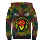 Togo Sherpa Hoodie Red Lion Head Design and Traditional African Pattern
