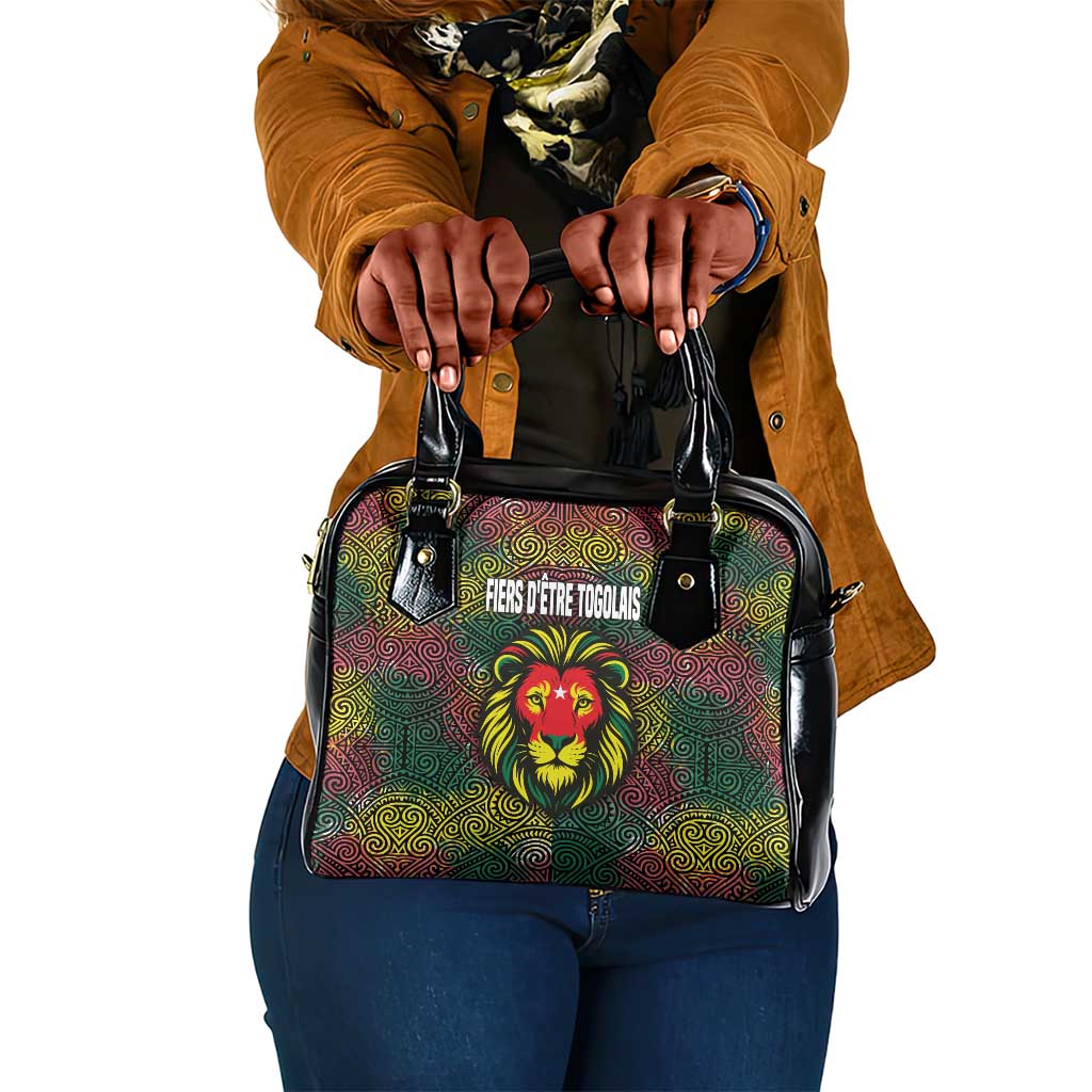 Togo Shoulder Handbag Red Lion Head Design and Traditional African Pattern