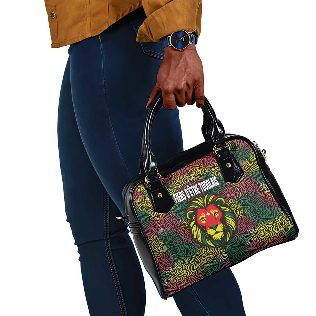 Togo Shoulder Handbag Red Lion Head Design and Traditional African Pattern