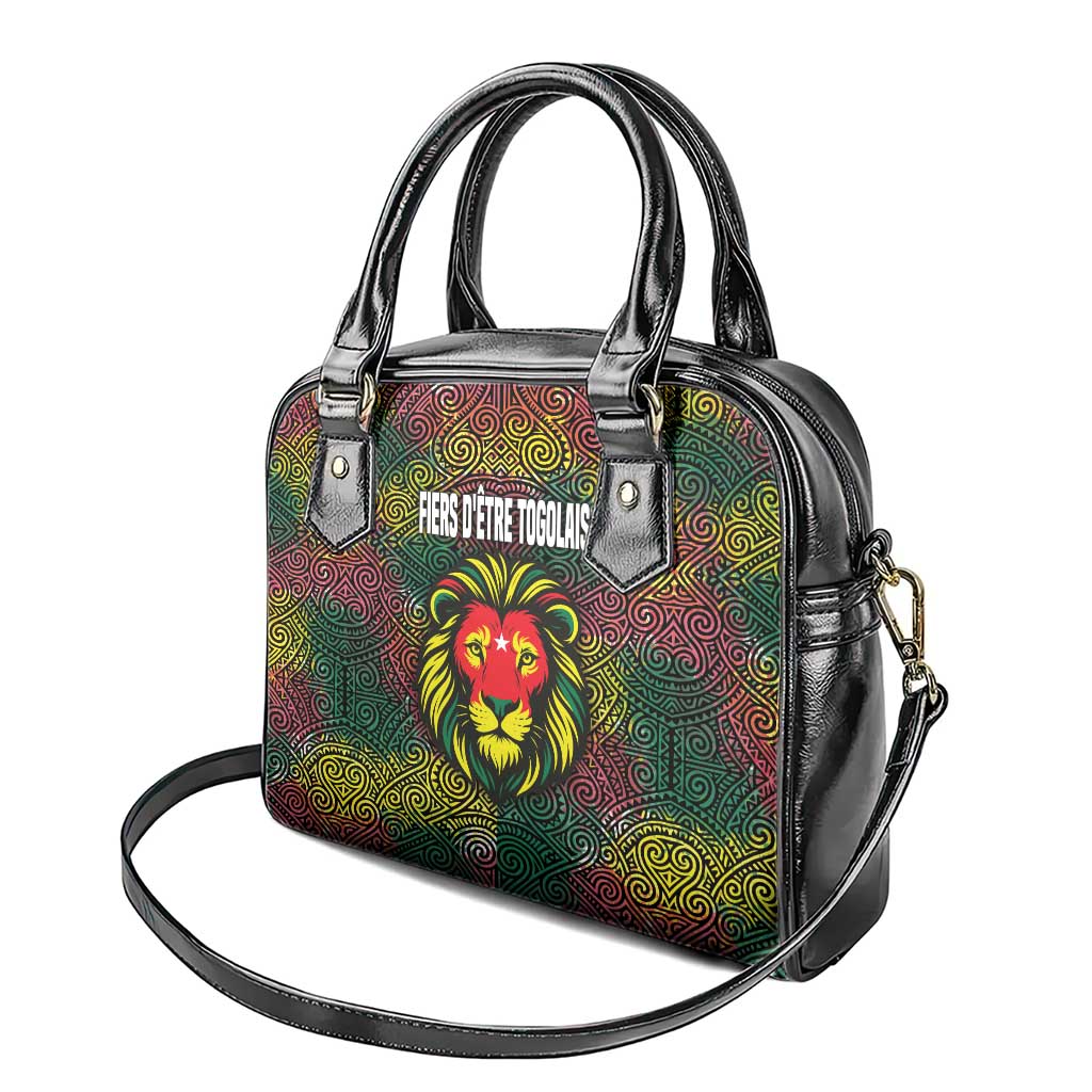 Togo Shoulder Handbag Red Lion Head Design and Traditional African Pattern