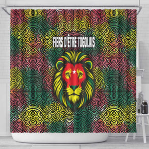 Togo Shower Curtain Red Lion Head Design and Traditional African Pattern