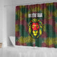 Togo Shower Curtain Red Lion Head Design and Traditional African Pattern
