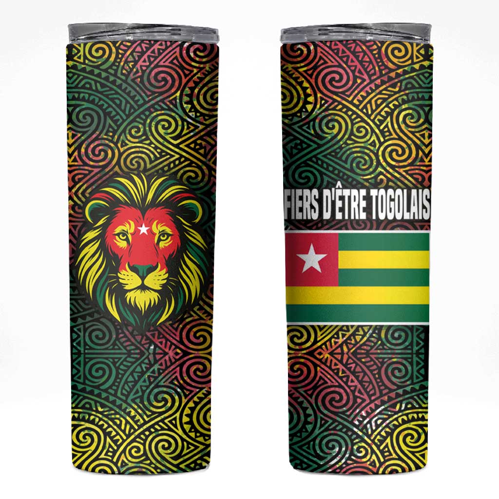 Togo Skinny Tumbler Red Lion Head Design and Traditional African Pattern