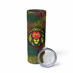 Togo Skinny Tumbler Red Lion Head Design and Traditional African Pattern