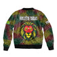 Togo Sleeve Zip Bomber Jacket Red Lion Head Design and Traditional African Pattern