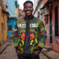 Togo Sleeve Zip Bomber Jacket Red Lion Head Design and Traditional African Pattern