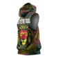 Togo Sleeveless Hoodie Red Lion Head Design and Traditional African Pattern - African Pride