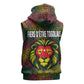 Togo Sleeveless Zip Hoodie Red Lion Head Design and Traditional African Pattern - African Pride