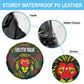 Togo Spare Tire Cover Red Lion Head Design and Traditional African Pattern