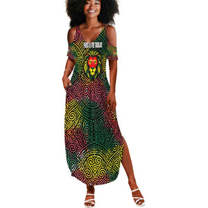Togo Summer Maxi Dress Red Lion Head Design and Traditional African Pattern