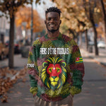 Togo Sweatshirt Red Lion Head Design and Traditional African Pattern