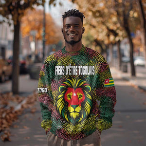 Togo Sweatshirt Red Lion Head Design and Traditional African Pattern