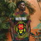 Togo T shirt Red Lion Head Design and Traditional African Pattern