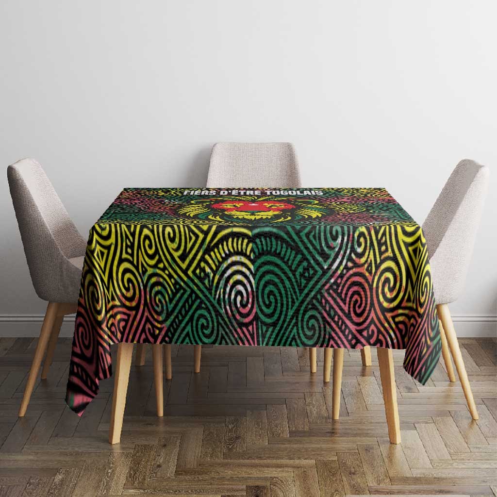 Togo Tablecloth Red Lion Head Design and Traditional African Pattern