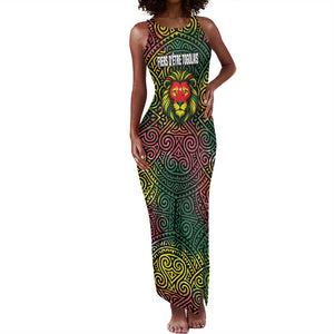 Togo Tank Maxi Dress Red Lion Head Design and Traditional African Pattern