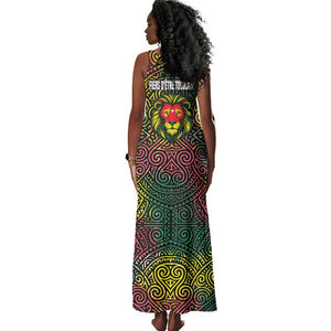 Togo Tank Maxi Dress Red Lion Head Design and Traditional African Pattern