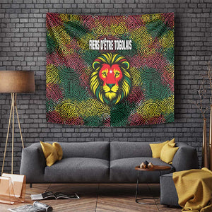 Togo Tapestry Red Lion Head Design and Traditional African Pattern