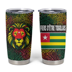 Togo Tumbler Cup Red Lion Head Design and Traditional African Pattern