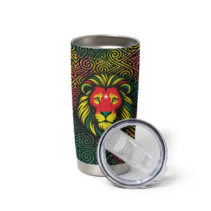 Togo Tumbler Cup Red Lion Head Design and Traditional African Pattern