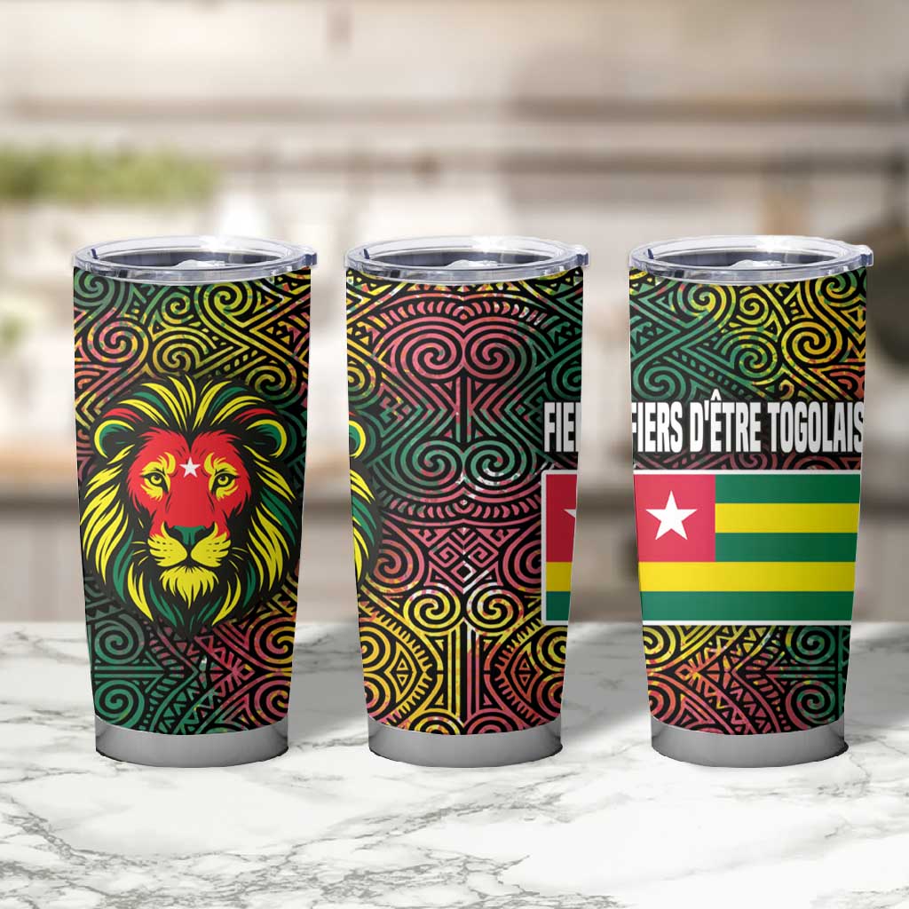 Togo Tumbler Cup Red Lion Head Design and Traditional African Pattern