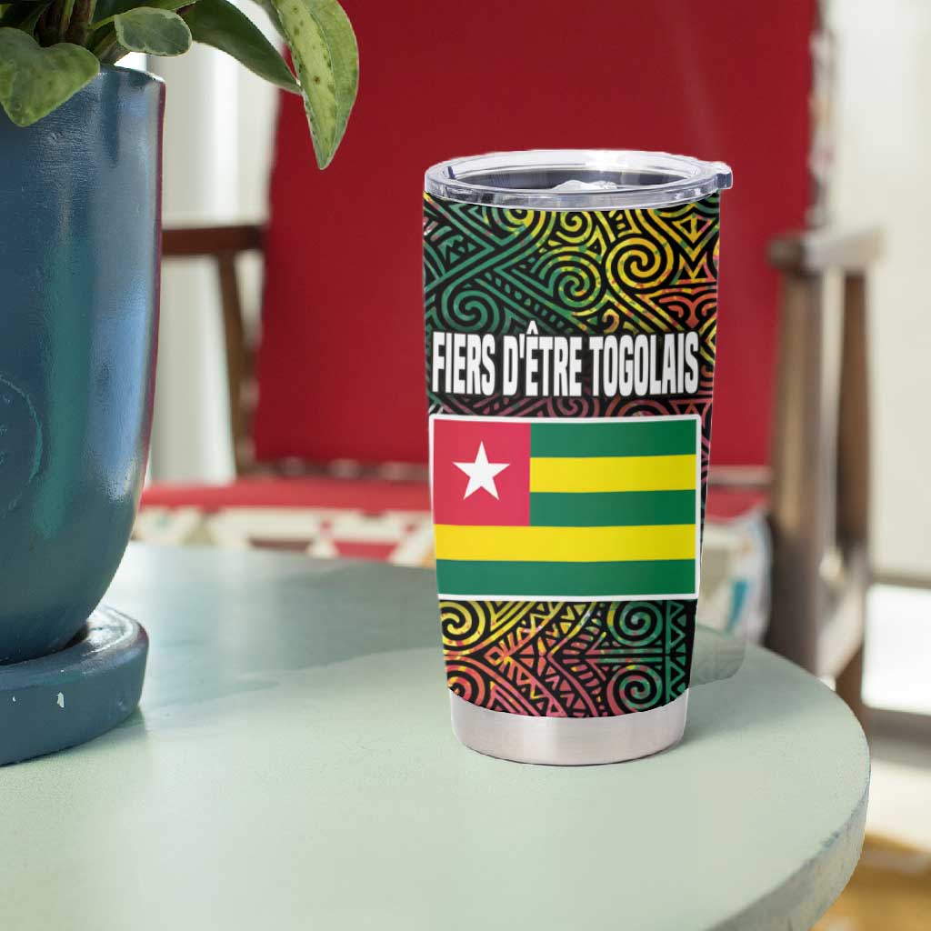 Togo Tumbler Cup Red Lion Head Design and Traditional African Pattern